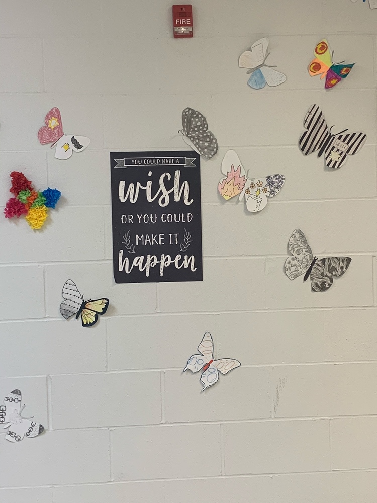 Students in English II are finishing up a Holocaust unit and made butterflies to represent the survival and strength of Jewish Holocaust survivors.