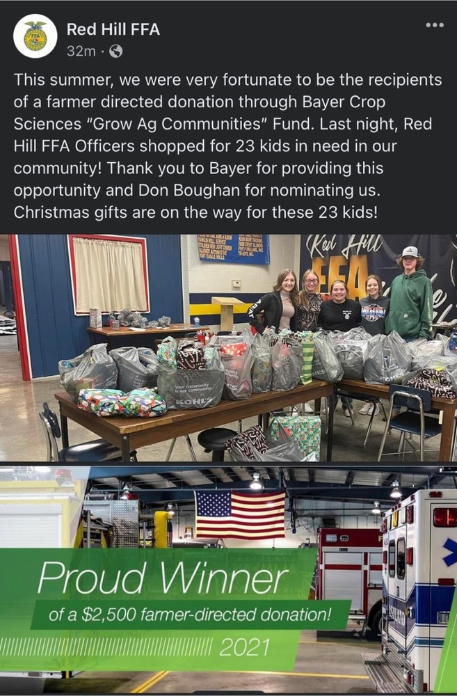 Red Hill FFA Uses Grant To Buy Christmas Gift For 23 Kids | Red Hill ...